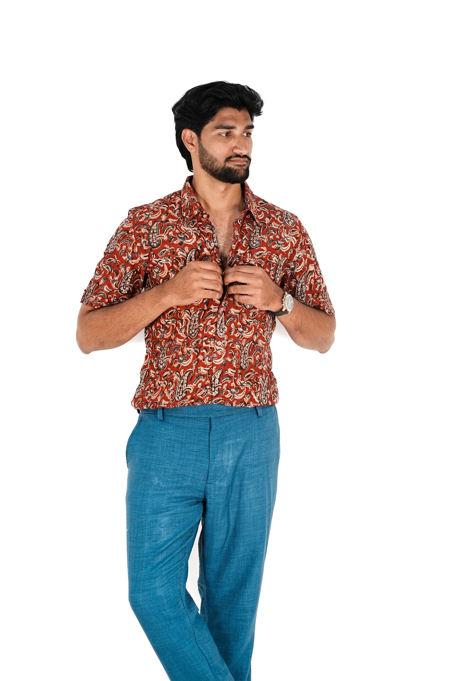 Kalamkari Silk Shirt - Manav Kalamkari