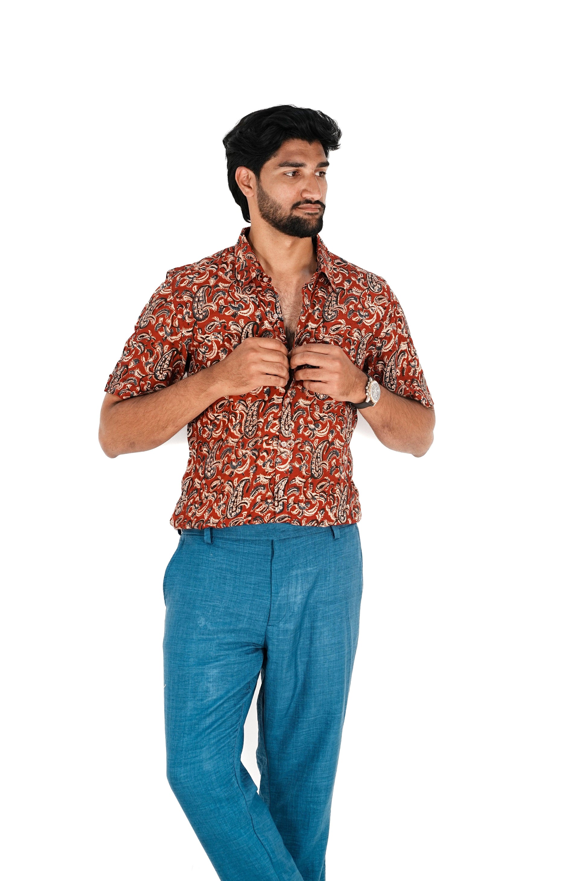 Kalamkari Silk Shirt - Manav Kalamkari