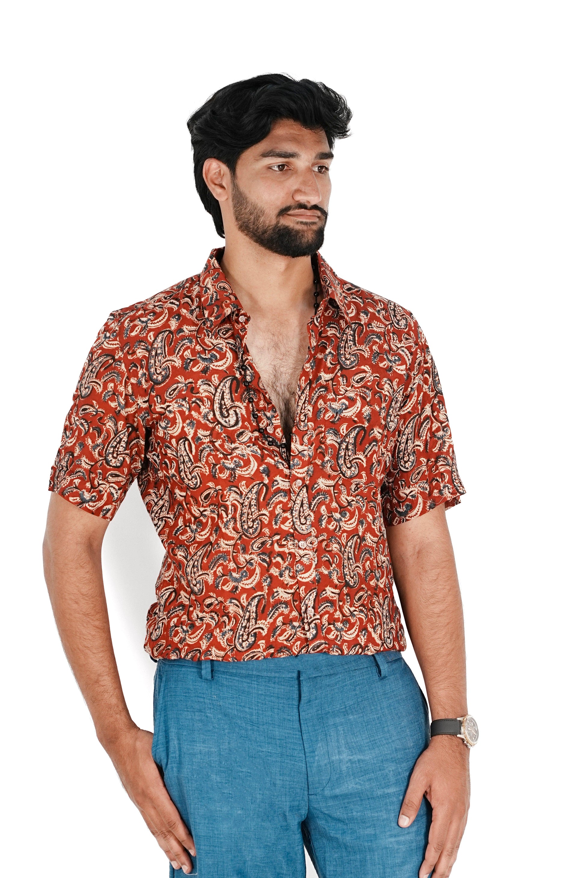 Kalamkari Silk Shirt - Manav Kalamkari