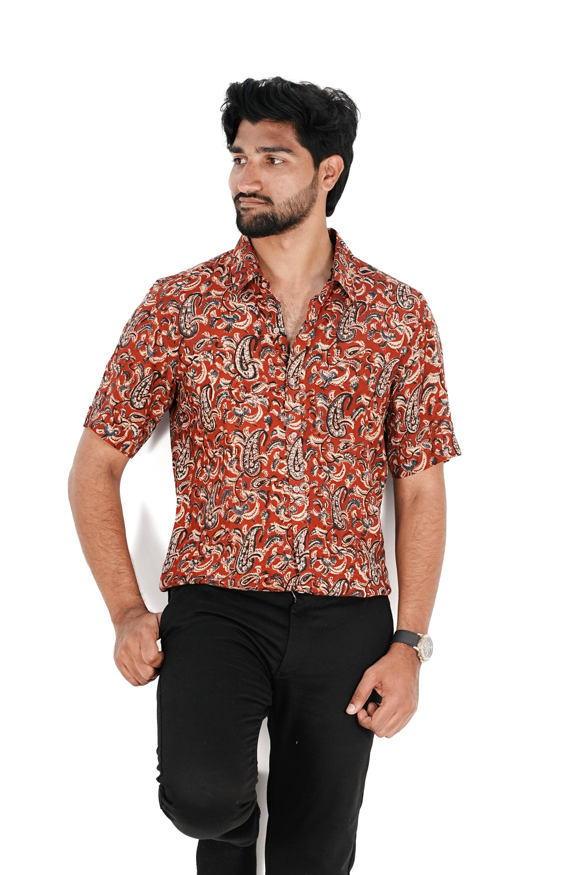 Kalamkari Silk Shirt - Manav Kalamkari