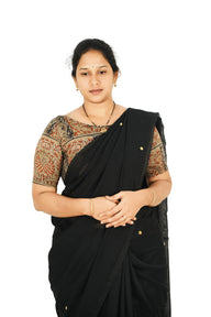 KALAMKARI BOAT NECK 10 HAND'S STREACHBLE  BLOUSE