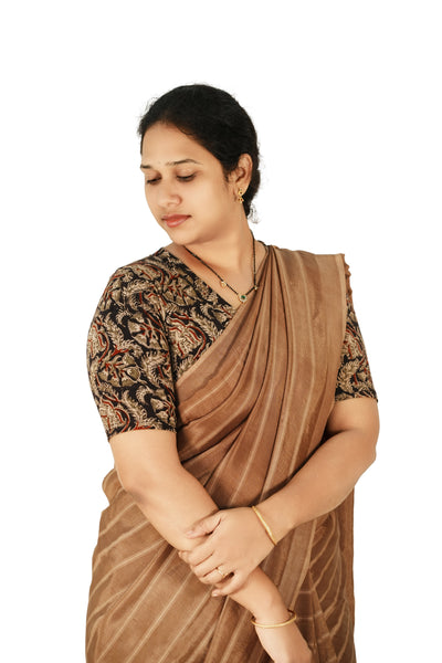 KALAMKARI V NECK 10 INCH HAND  STRECHBLE BLOUSE