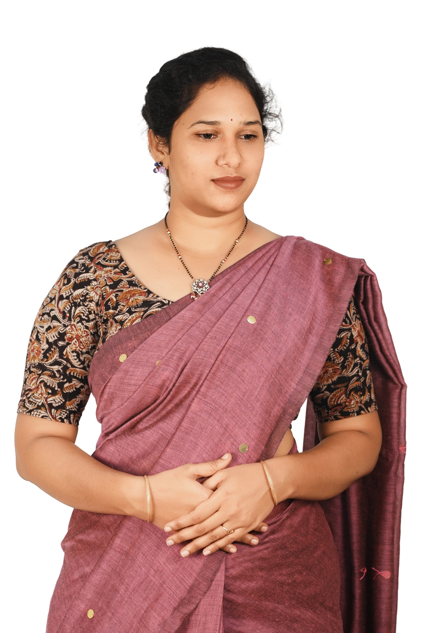 KALAMKARI ROUND NECK 10 INCH HANDS STRECHBLE BLOUSE