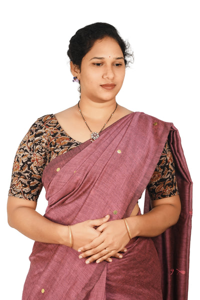 KALAMKARI ROUND NECK 10 INCH HANDS STRECHBLE BLOUSE