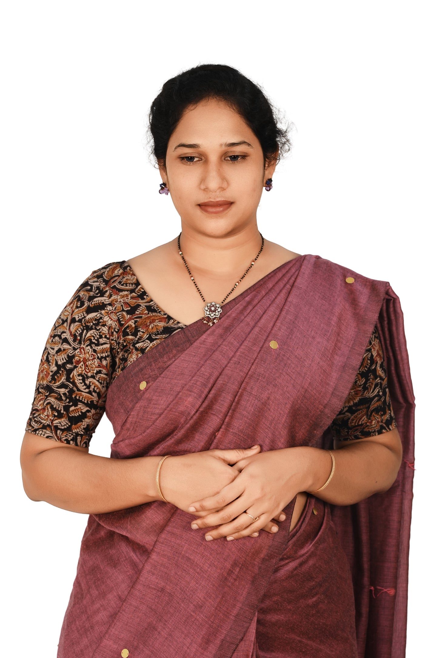 KALAMKARI ROUND NECK 10 INCH HANDS STRECHBLE BLOUSE