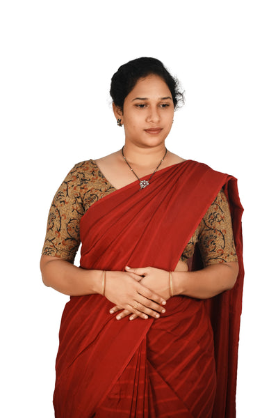 KALAMKARI ROUND NECK 10 INCH HANDS STRECHBLE BLOUSE