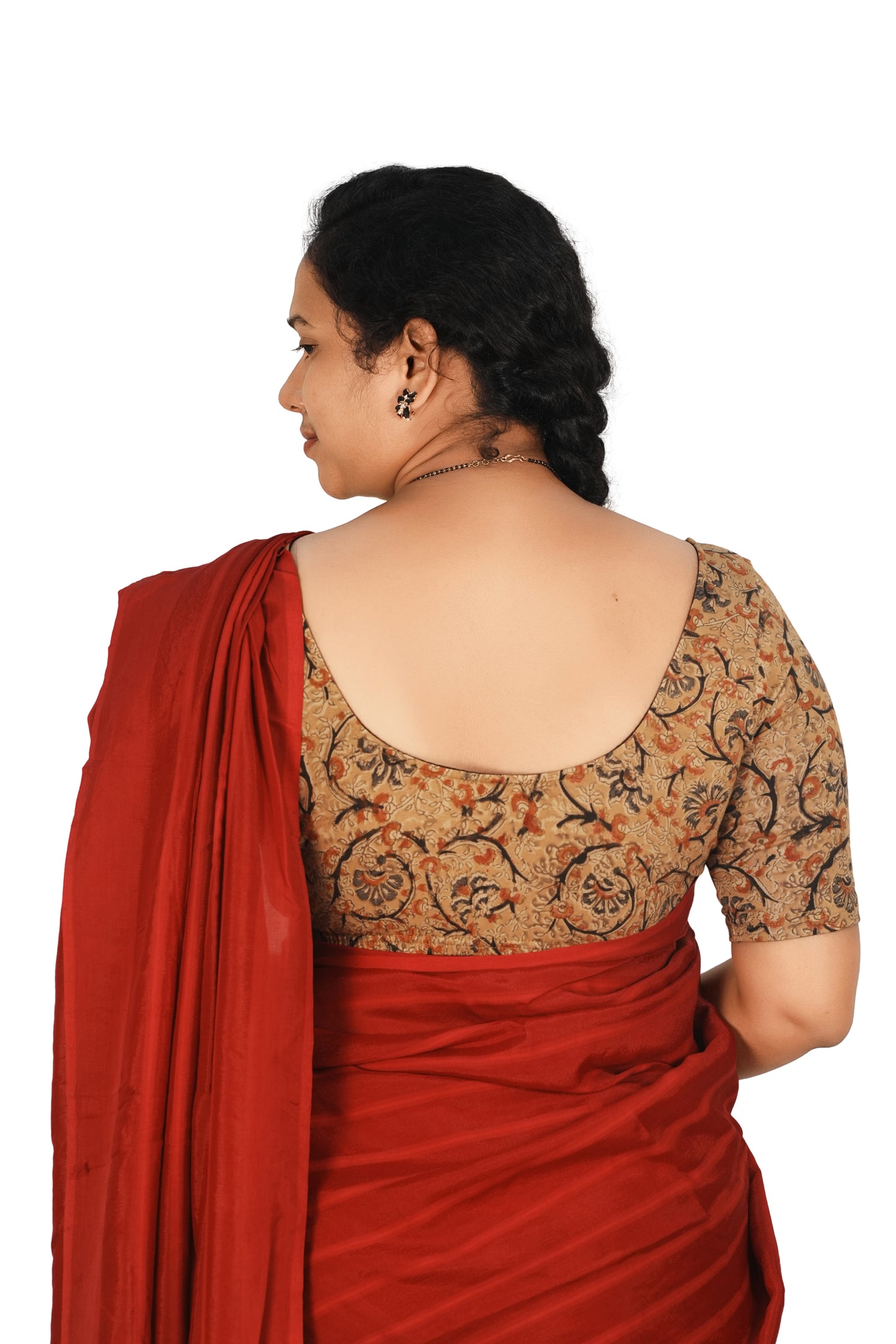 KALAMKARI ROUND NECK 10 INCH HANDS STRECHBLE BLOUSE