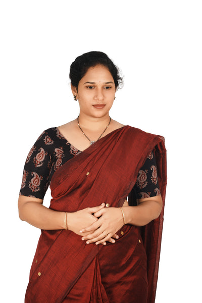KALAMKARI ROUND NECK 10 INCH HANDS STRECHBLE BLOUSE