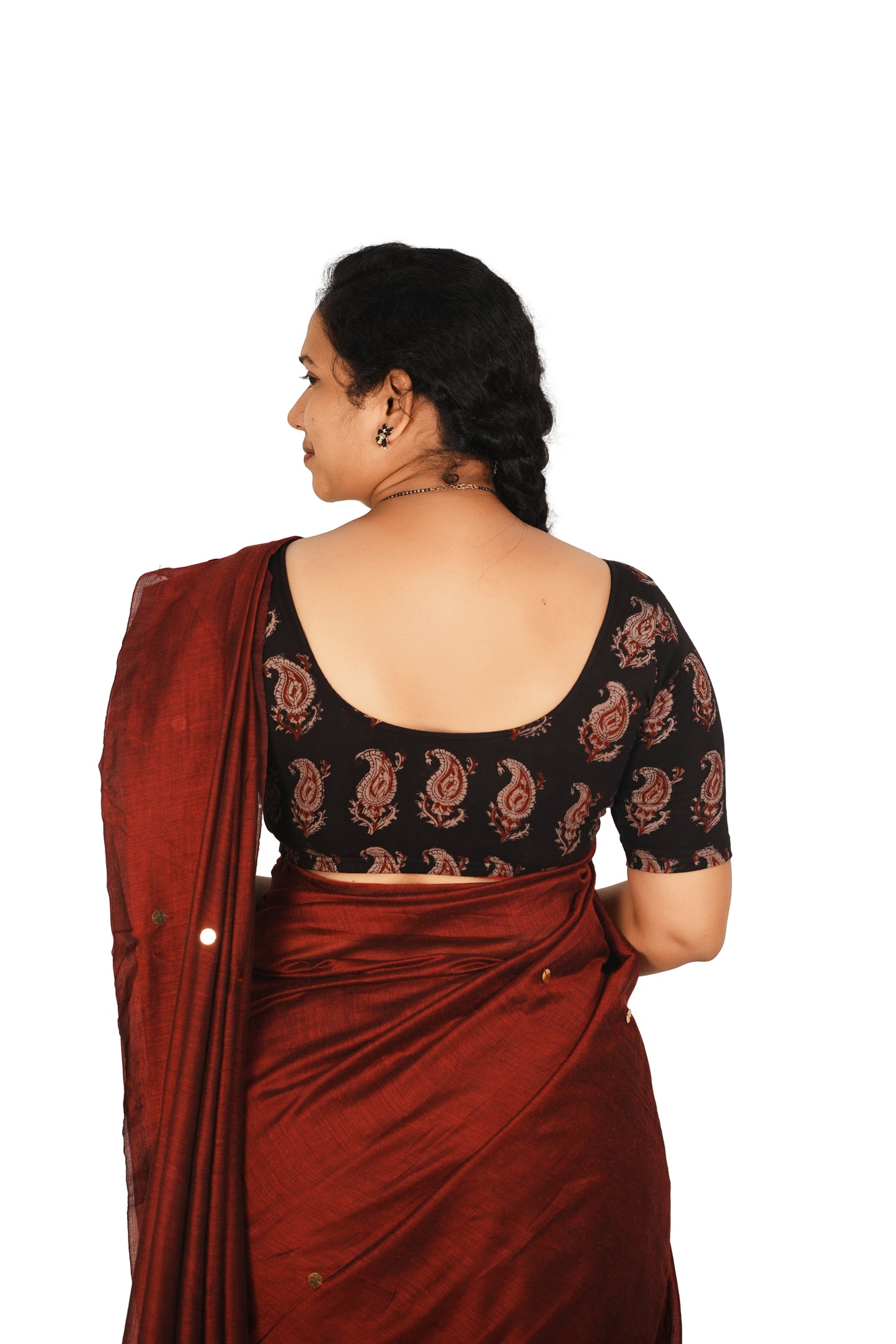 KALAMKARI ROUND NECK 10 INCH HANDS STRECHBLE BLOUSE