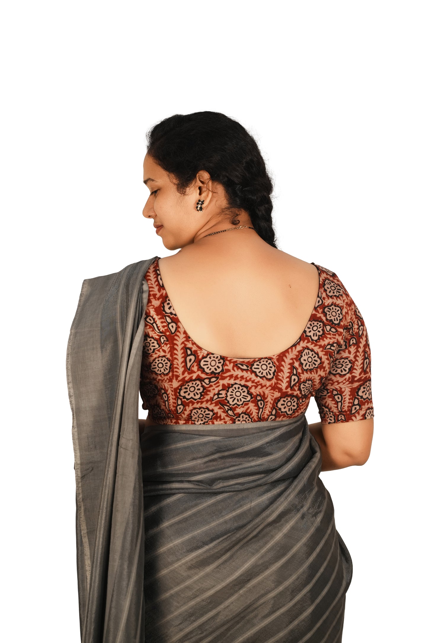 KALAMKARI ROUND NECK 10 INCH HANDS STRECHBLE BLOUSE