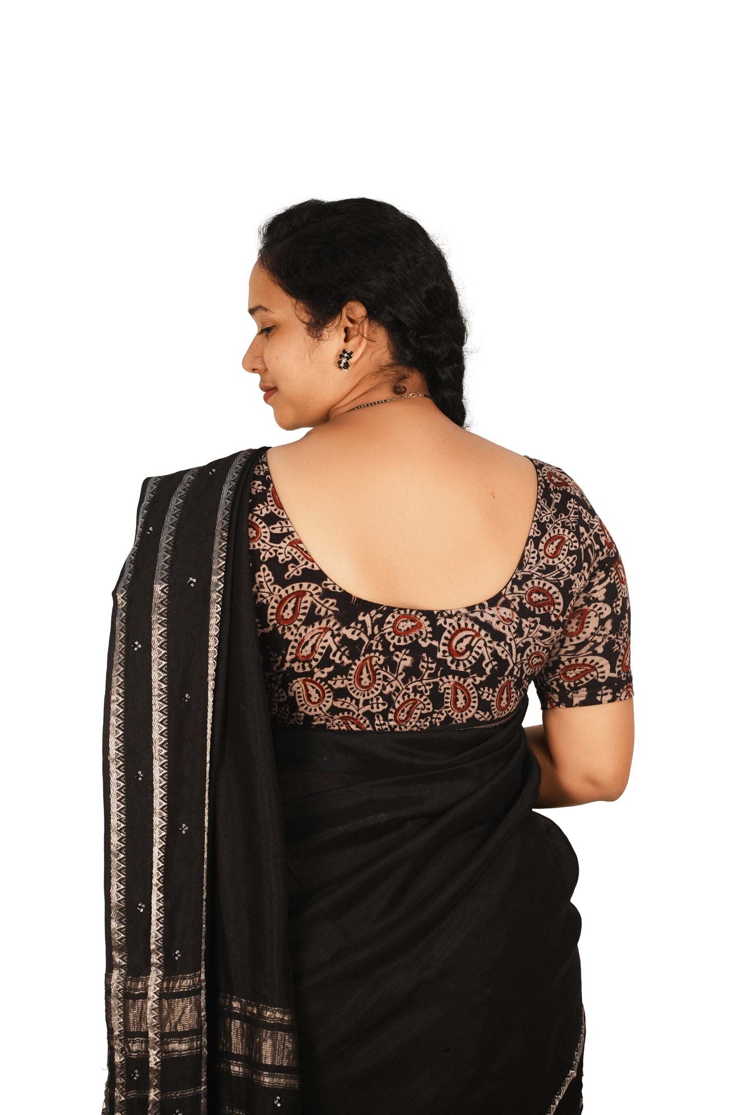 KALAMKARI ROUND NECK 10 INCH HANDS STRECHBLE BLOUSE