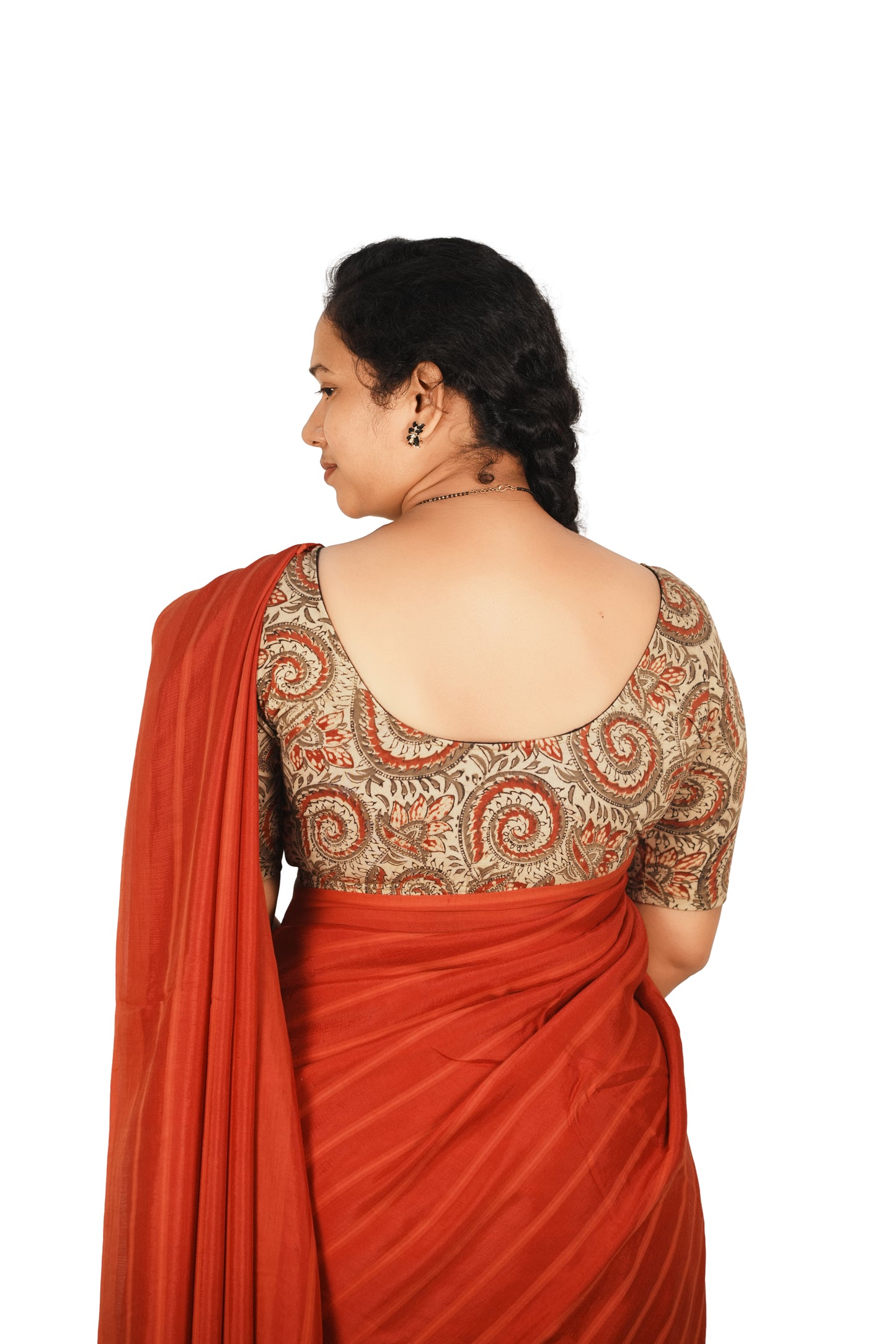 KALAMKARI ROUND NECK 10 INCH HANDS STRECHBLE BLOUSE