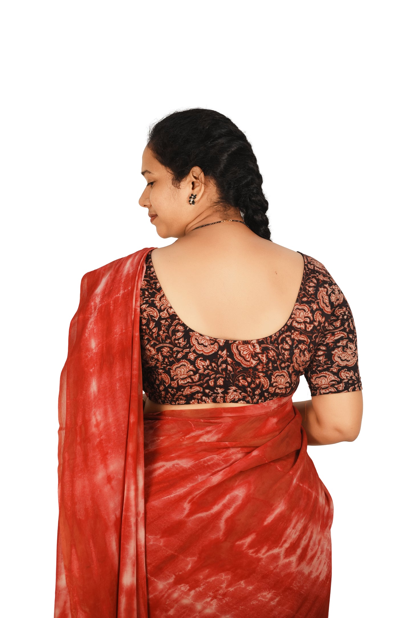 KALAMKARI ROUND NECK 10 INCH HANDS STRECHBLE BLOUSE
