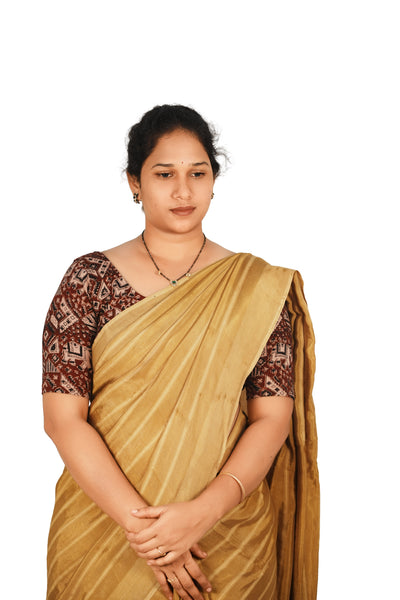 KALAMKARI ROUND NECK 10 INCH HANDS STRECHBLE BLOUSE