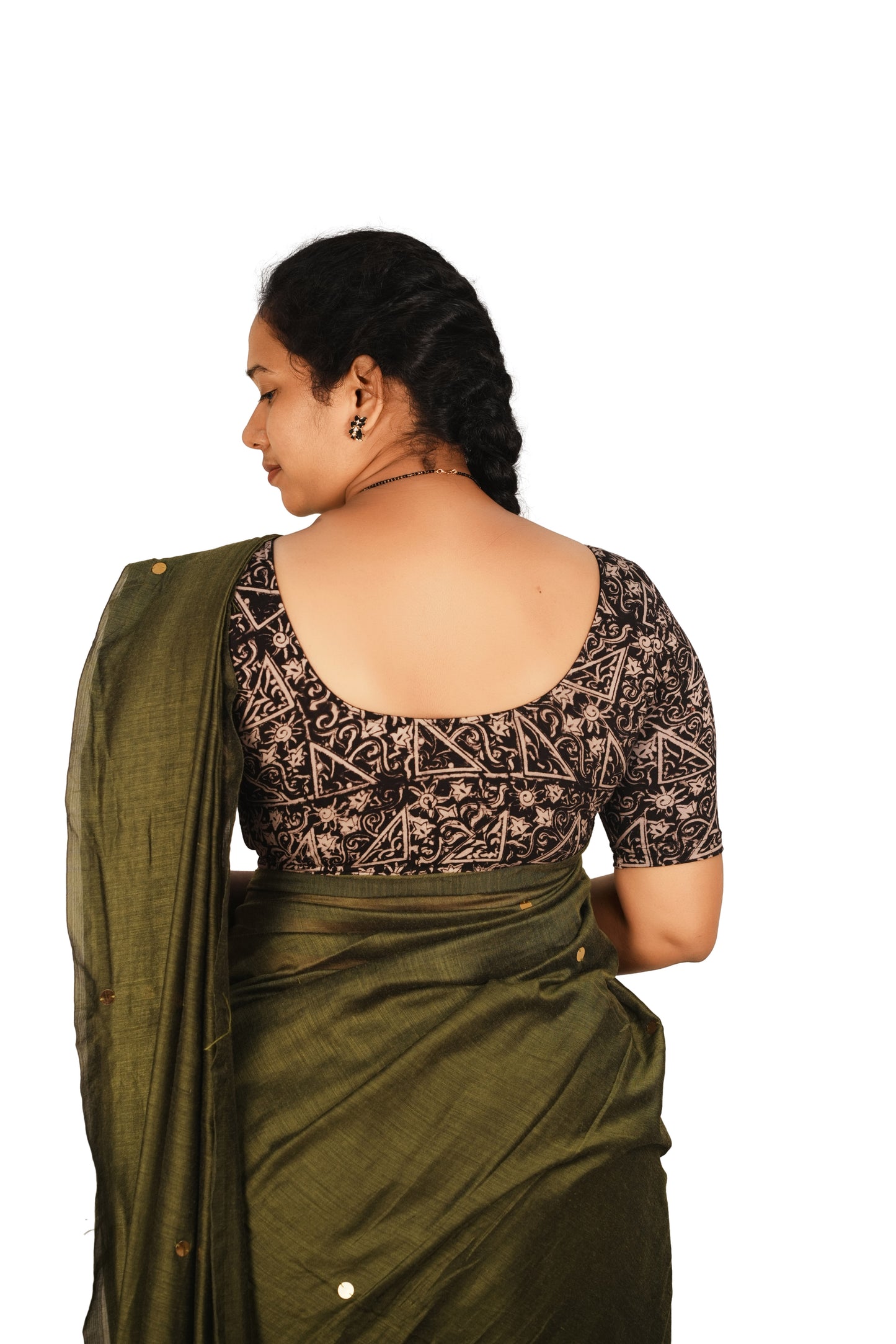 KALAMKARI ROUND NECK 10 INCH HANDS STRECHBLE BLOUSE