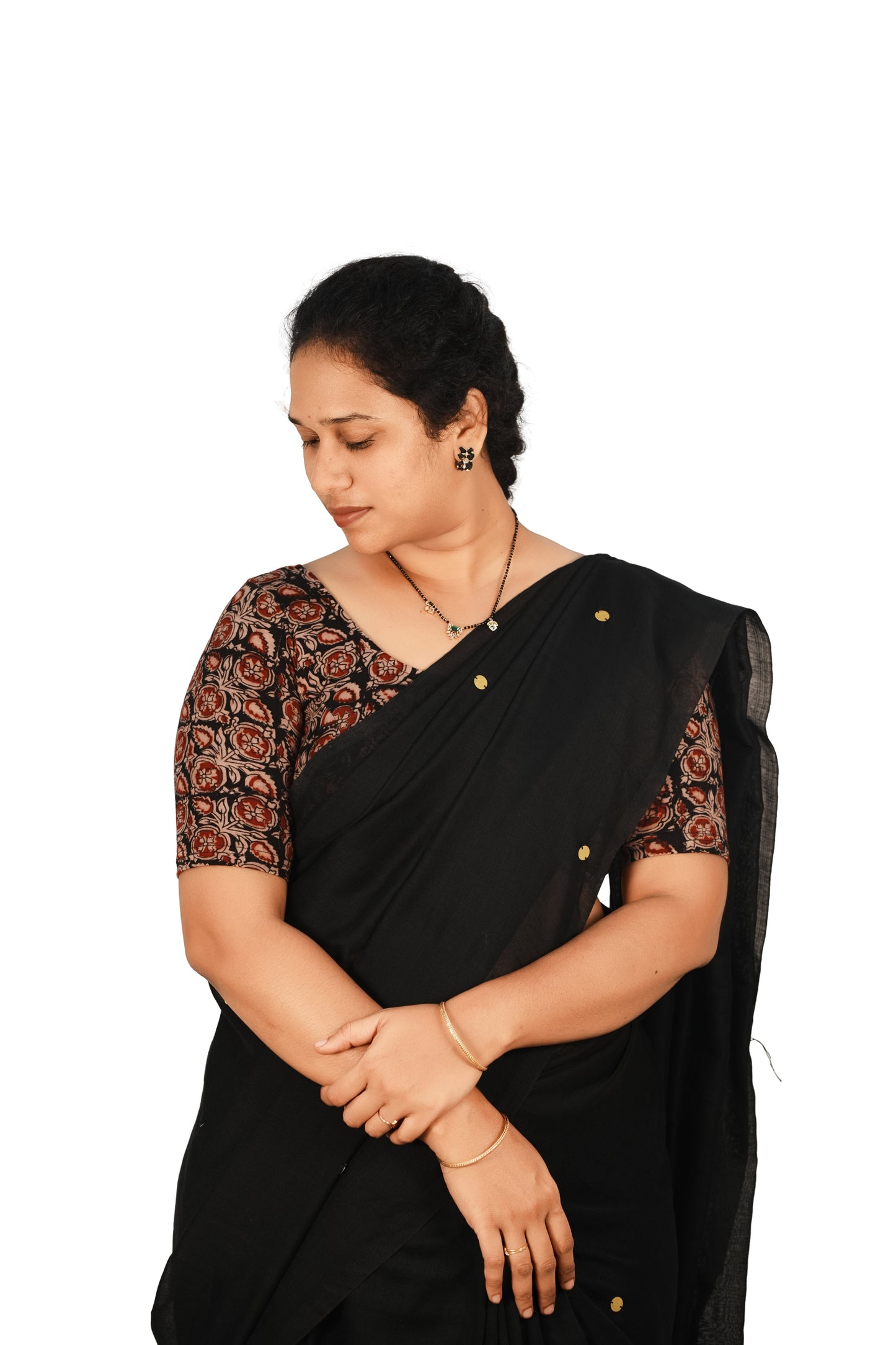 KALAMKARI ROUND NECK 10 INCH HANDS STRECHBLE BLOUSE
