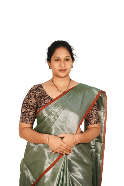 KALAMKARI ROUND NECK 10 INCH HANDS STRECHBLE BLOUSE