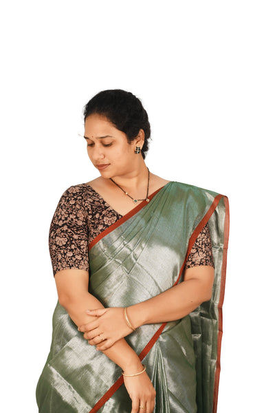 KALAMKARI ROUND NECK 10 INCH HANDS STRECHBLE BLOUSE