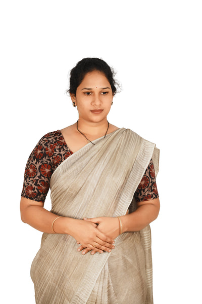 KALAMKARI ROUND NECK 10 INCH HANDS STRECHBLE BLOUSE