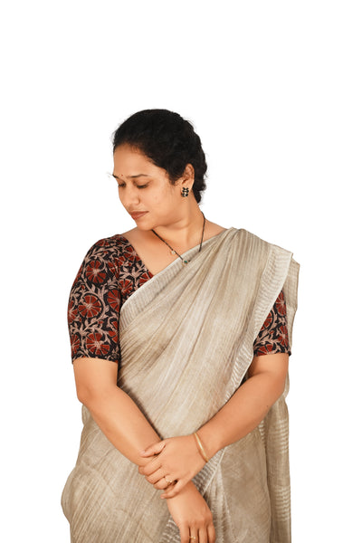 KALAMKARI ROUND NECK 10 INCH HANDS STRECHBLE BLOUSE