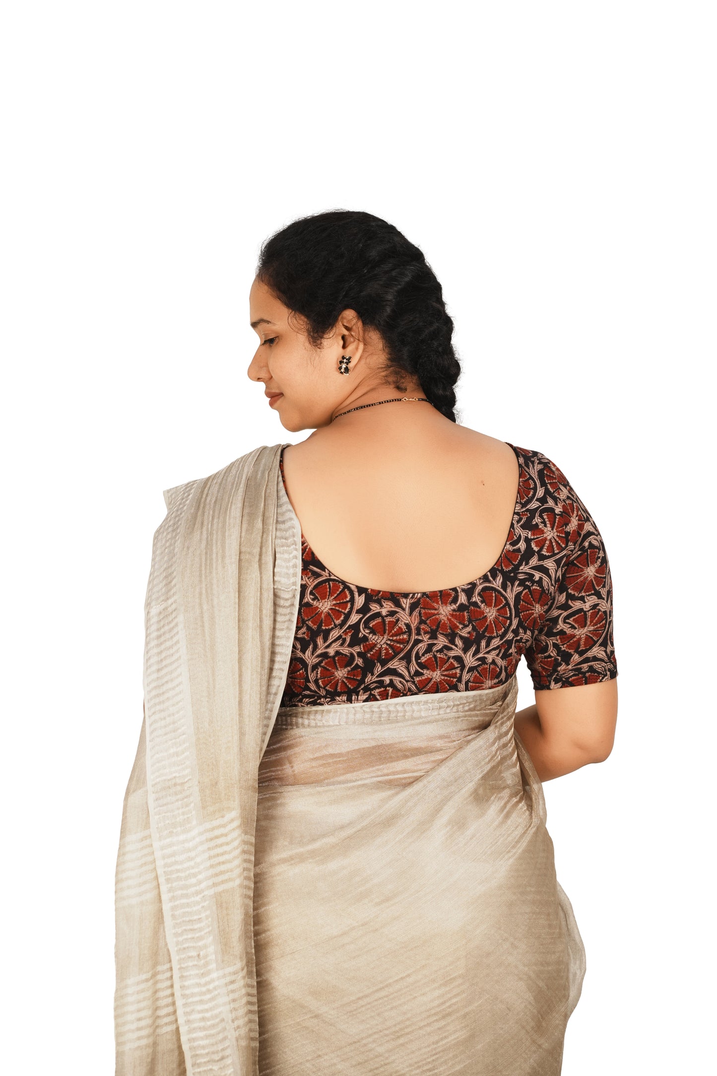 KALAMKARI ROUND NECK 10 INCH HANDS STRECHBLE BLOUSE