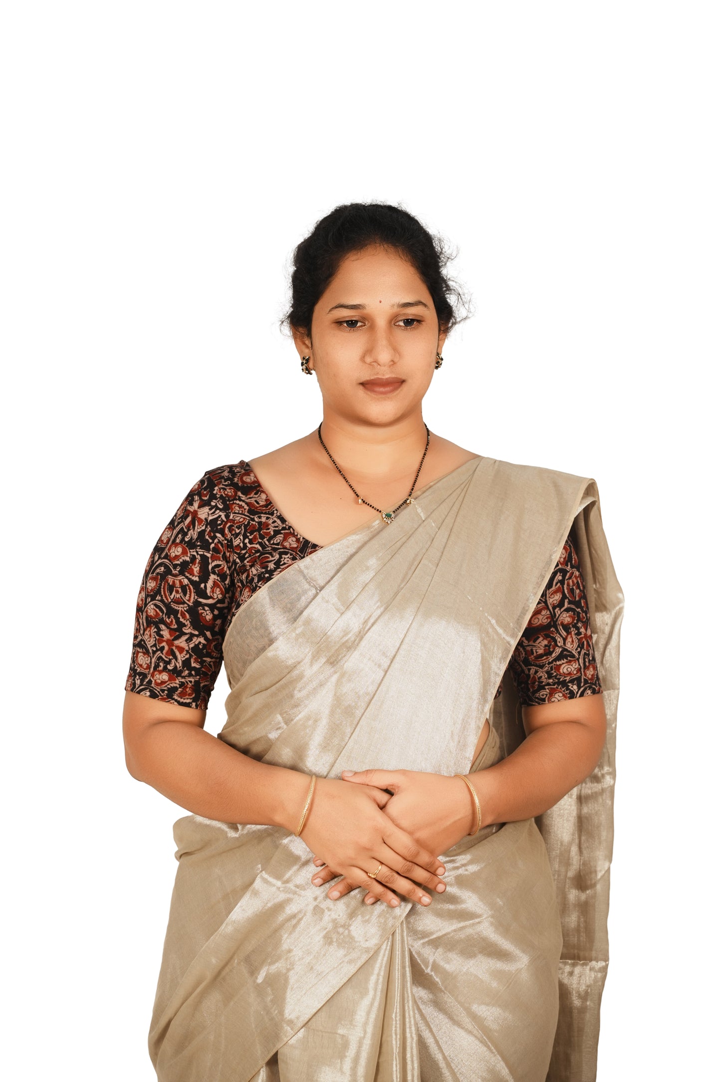 KALAMKARI ROUND NECK 10 INCH HANDS STRECHBLE BLOUSE
