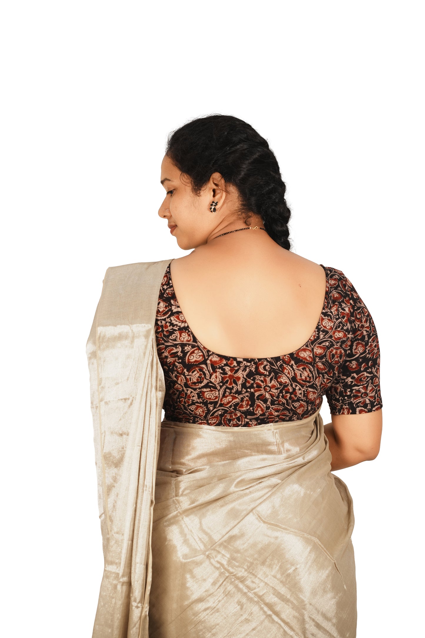KALAMKARI ROUND NECK 10 INCH HANDS STRECHBLE BLOUSE