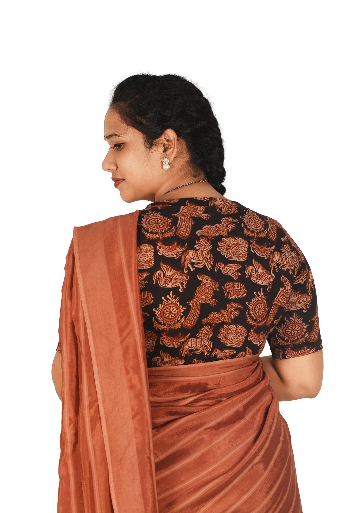 KALAMKARI V NECK 10 INCH HAND  STRECHBLE BLOUSE