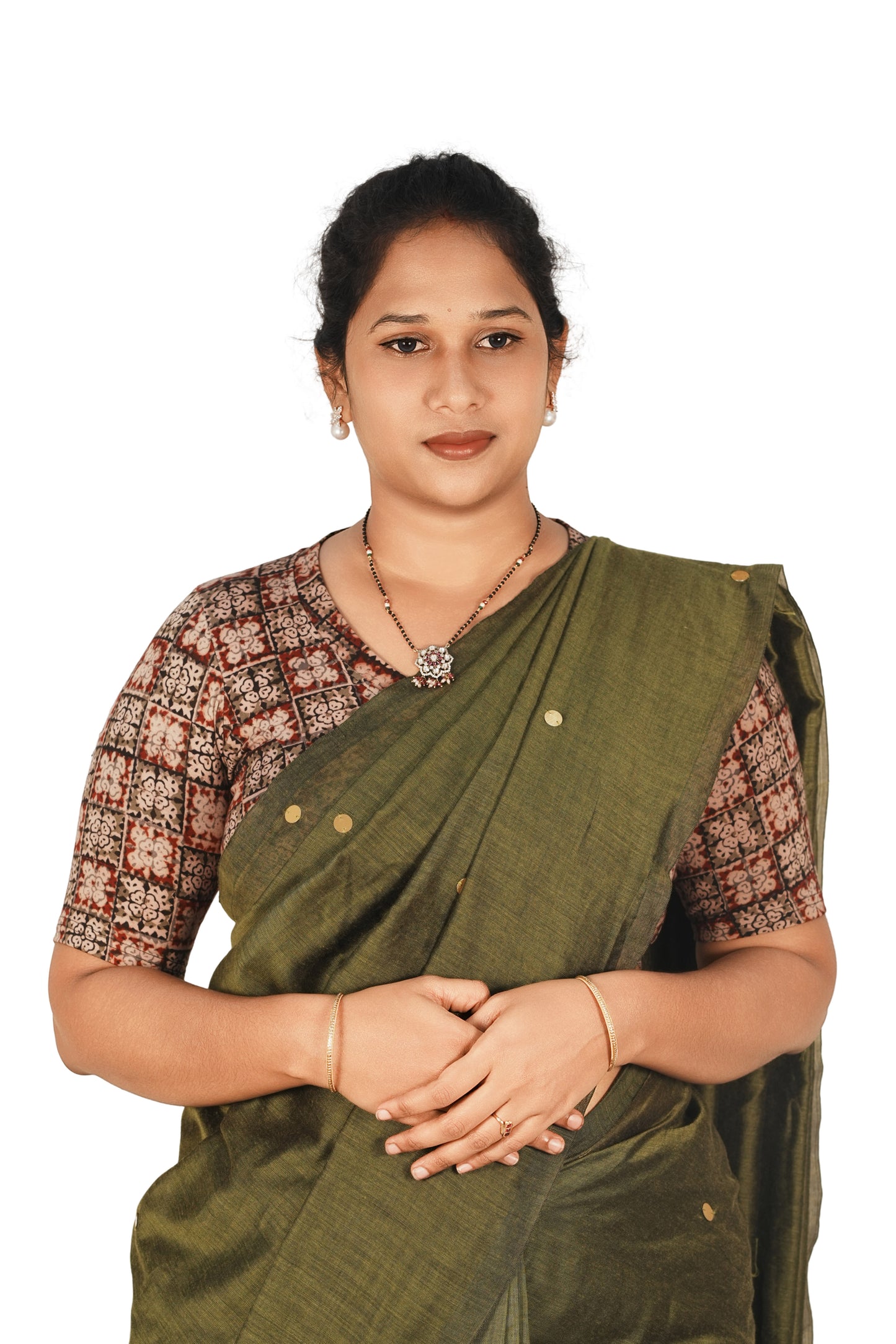 KALAMKARI V NECK 10 INCH HAND  STRECHBLE BLOUSE