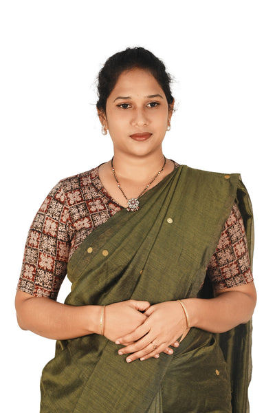 KALAMKARI V NECK 10 INCH HAND  STRECHBLE BLOUSE