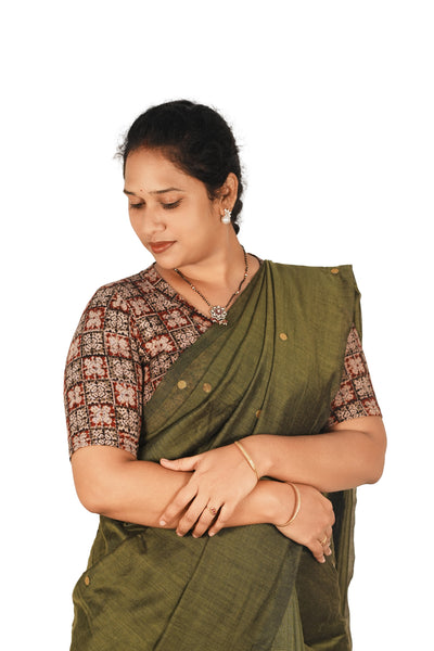 KALAMKARI V NECK 10 INCH HAND  STRECHBLE BLOUSE