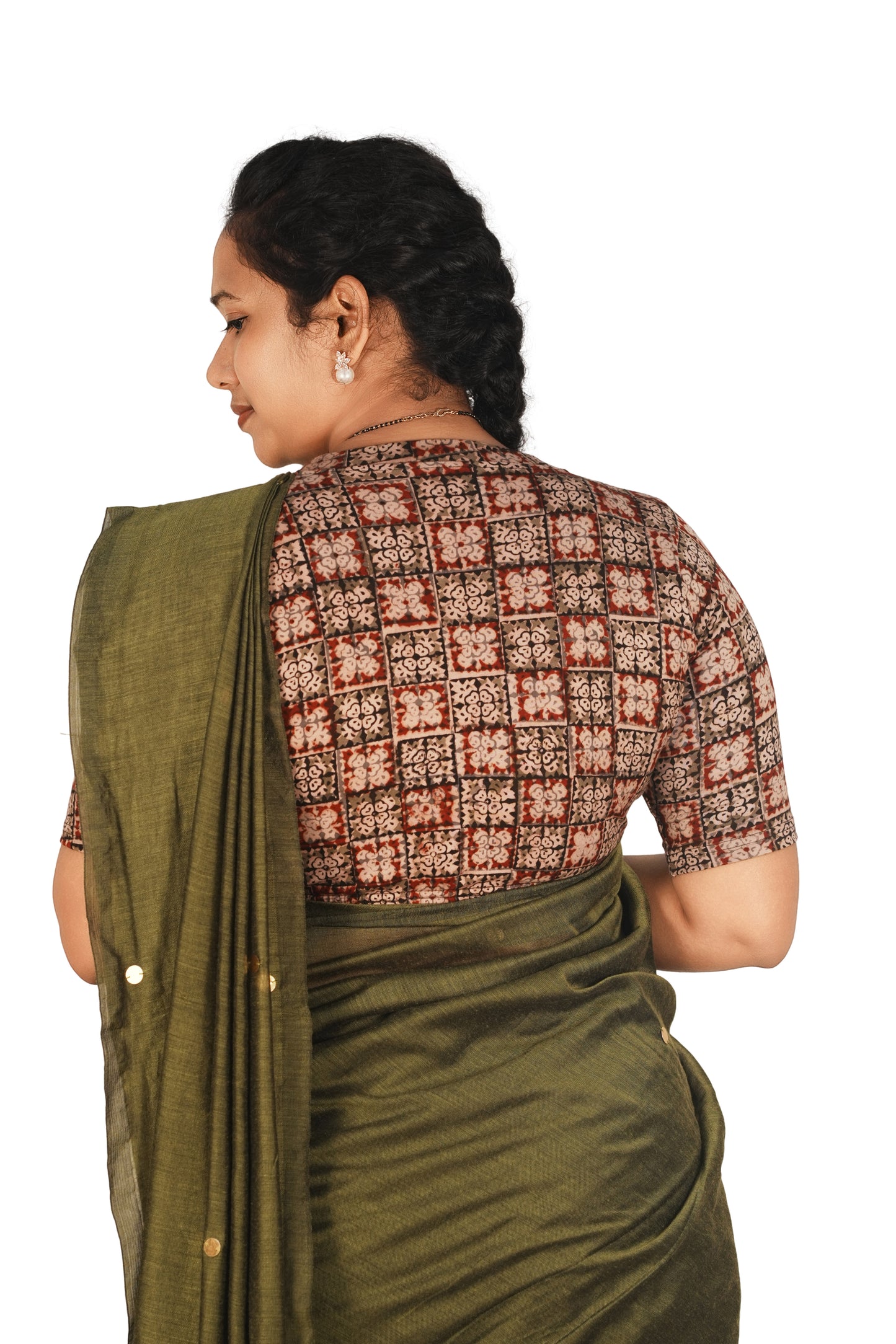 KALAMKARI V NECK 10 INCH HAND  STRECHBLE BLOUSE