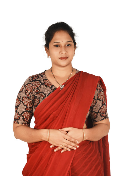 KALAMKARI V NECK 10 INCH HAND  STRECHBLE BLOUSE
