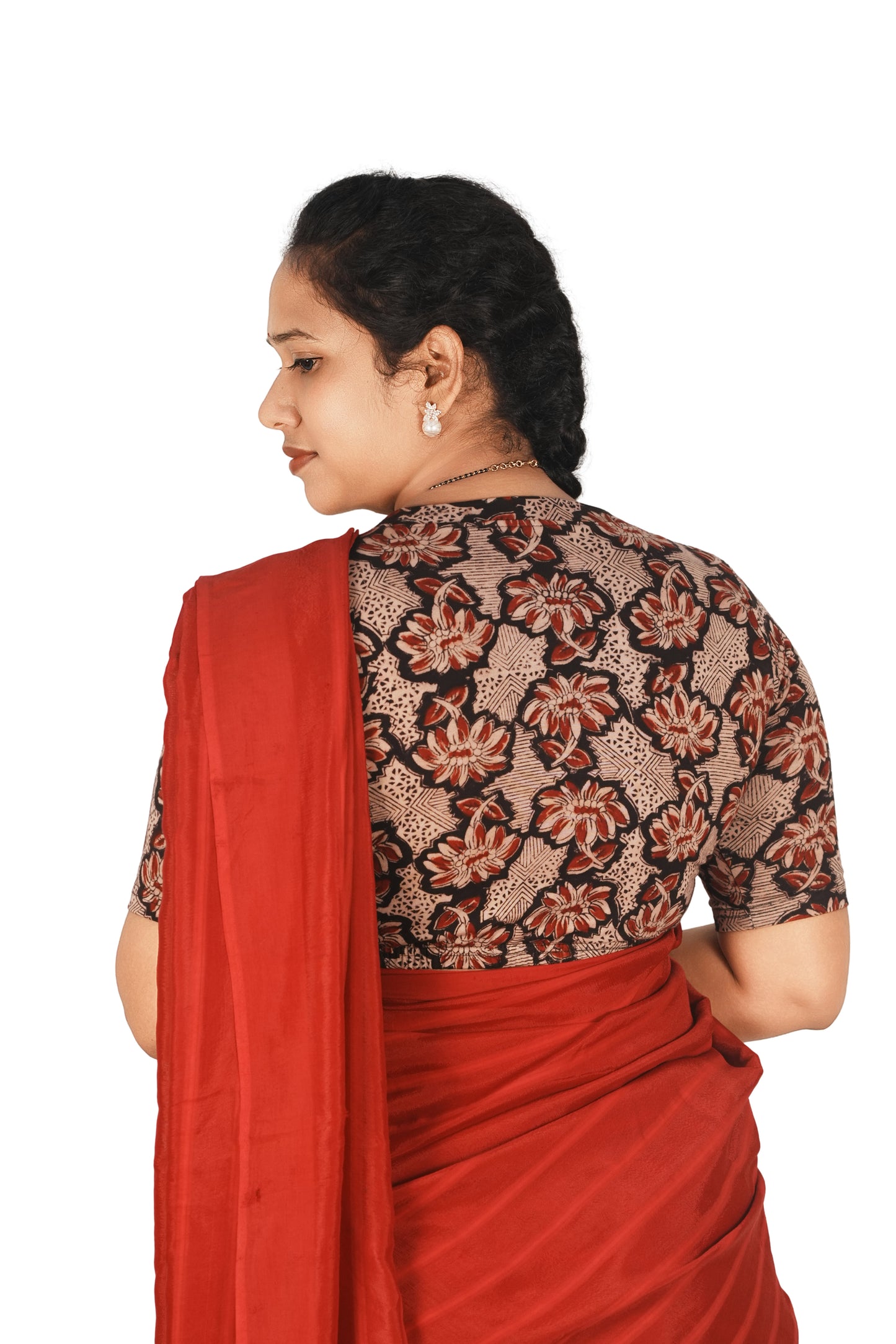 KALAMKARI V NECK 10 INCH HAND  STRECHBLE BLOUSE