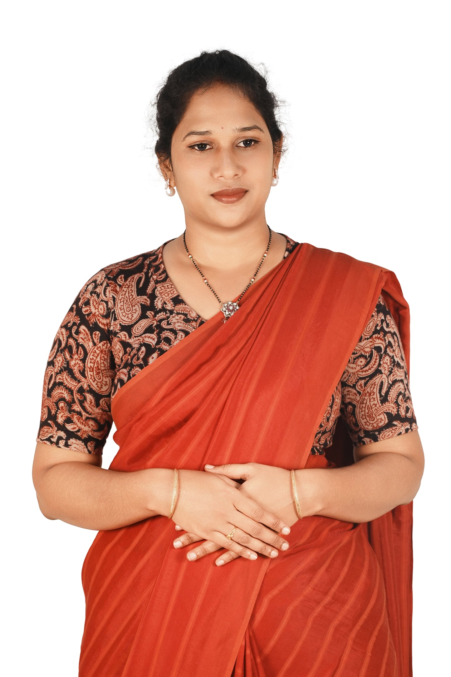 KALAMKARI V NECK 10 INCH HAND  STRECHBLE BLOUSE