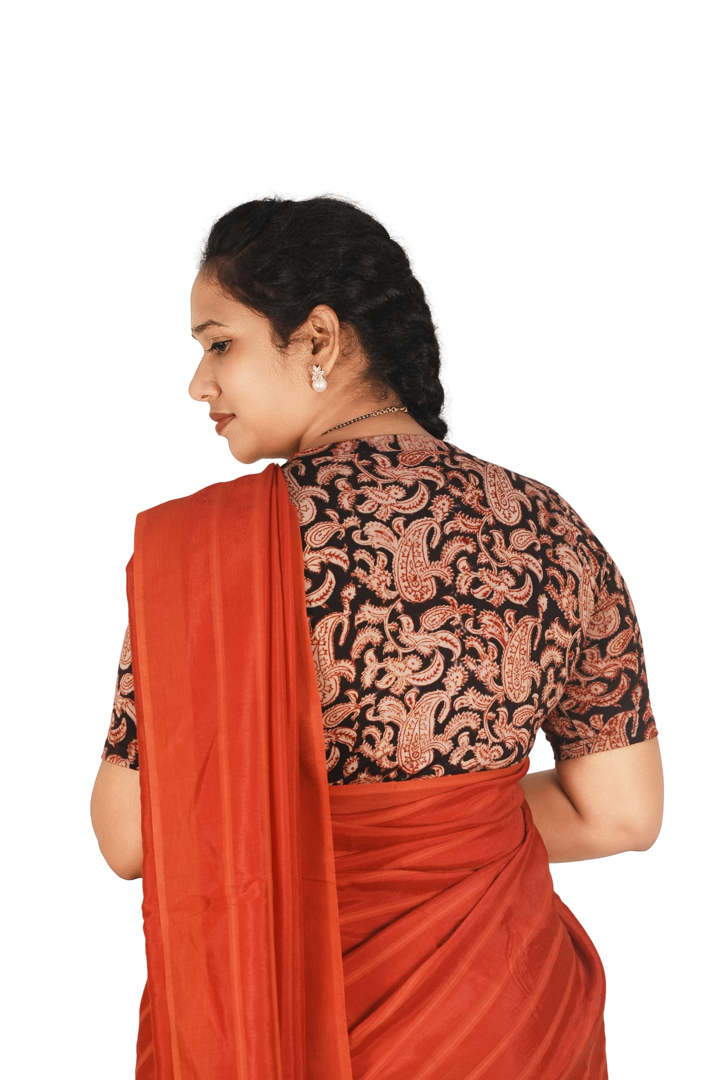 KALAMKARI V NECK 10 INCH HAND  STRECHBLE BLOUSE