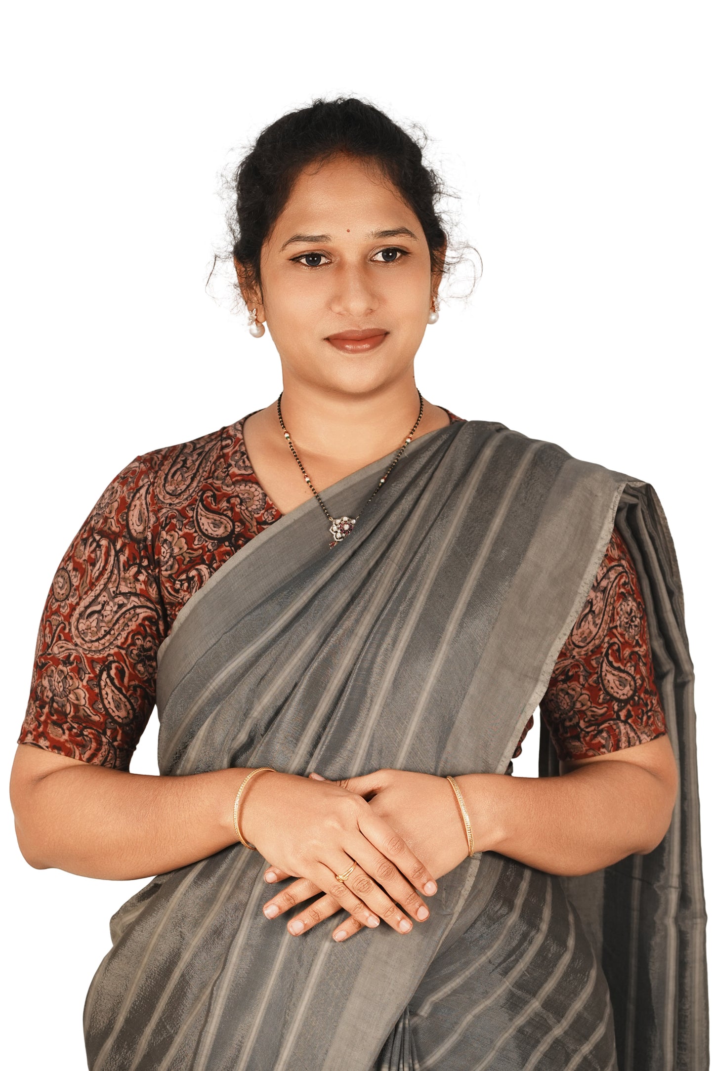 KALAMKARI V NECK 10 INCH HAND  STRECHBLE BLOUSE