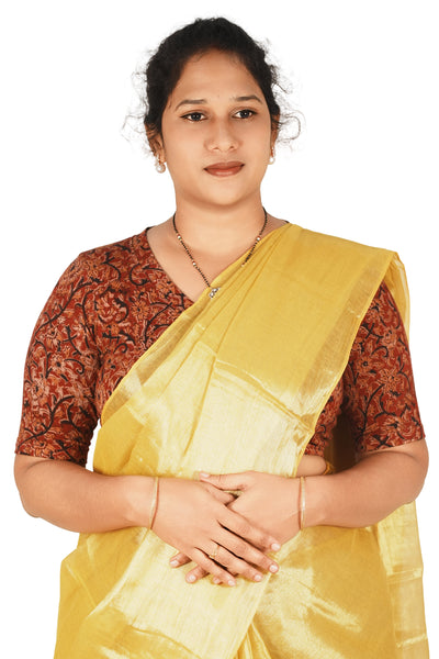 KALAMKARI V NECK 10 INCH HAND  STRECHBLE BLOUSE