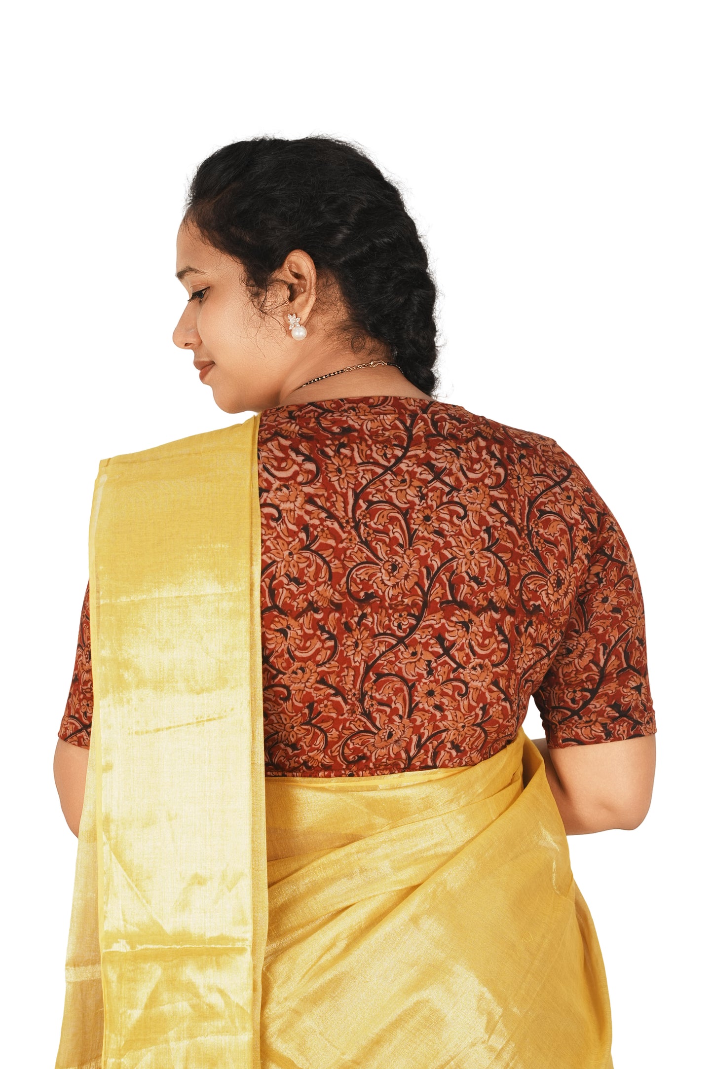 KALAMKARI V NECK 10 INCH HAND  STRECHBLE BLOUSE