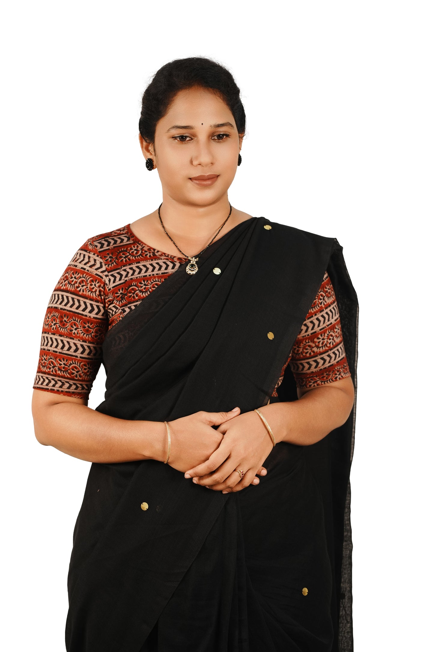 KALAMKARI BOAT NECK OPEN 10 HAND'S STREACHBLE  BLOUSE