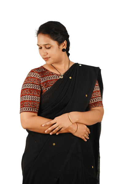 KALAMKARI BOAT NECK OPEN 10 HAND'S STREACHBLE  BLOUSE