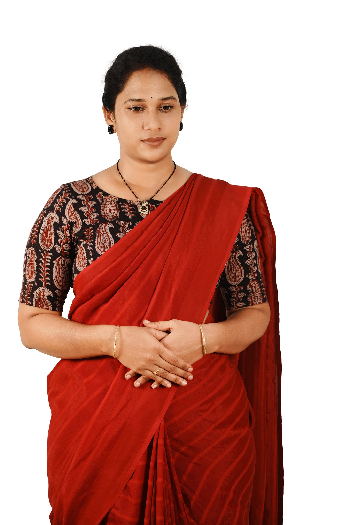 KALAMKARI BOAT NECK OPEN 10 HAND'S STREACHBLE  BLOUSE