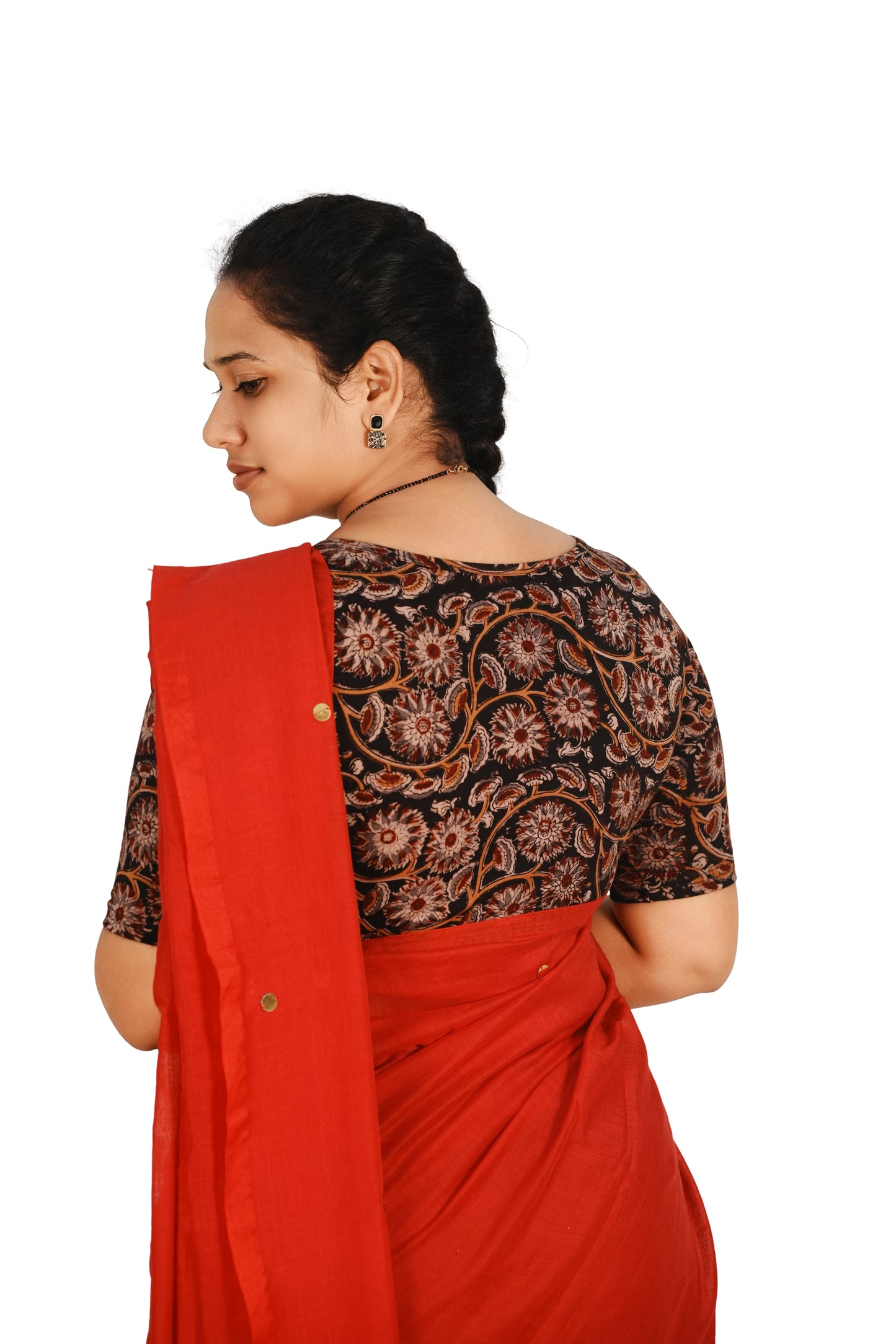 KALAMKARI BOAT NECK OPEN 10 HAND'S STREACHBLE  BLOUSE