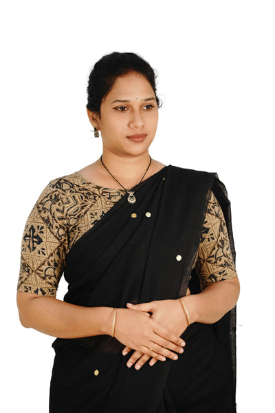 KALAMKARI BOAT NECK OPEN 10 HAND'S STREACHBLE  BLOUSE