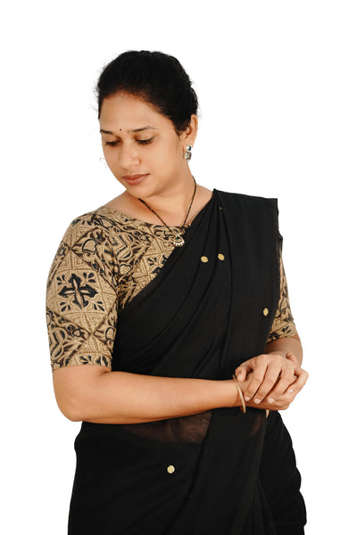 KALAMKARI BOAT NECK OPEN 10 HAND'S STREACHBLE  BLOUSE
