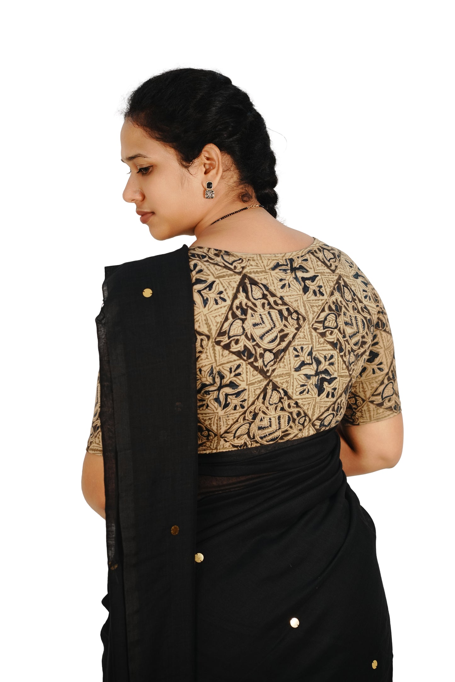 KALAMKARI BOAT NECK OPEN 10 HAND'S STREACHBLE  BLOUSE