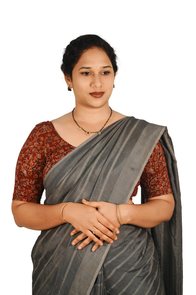 KALAMKARI ROUND NECK 10 INCH HANDS STRECHBLE BLOUSE