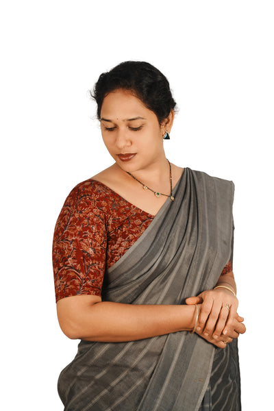 KALAMKARI ROUND NECK 10 INCH HANDS STRECHBLE BLOUSE