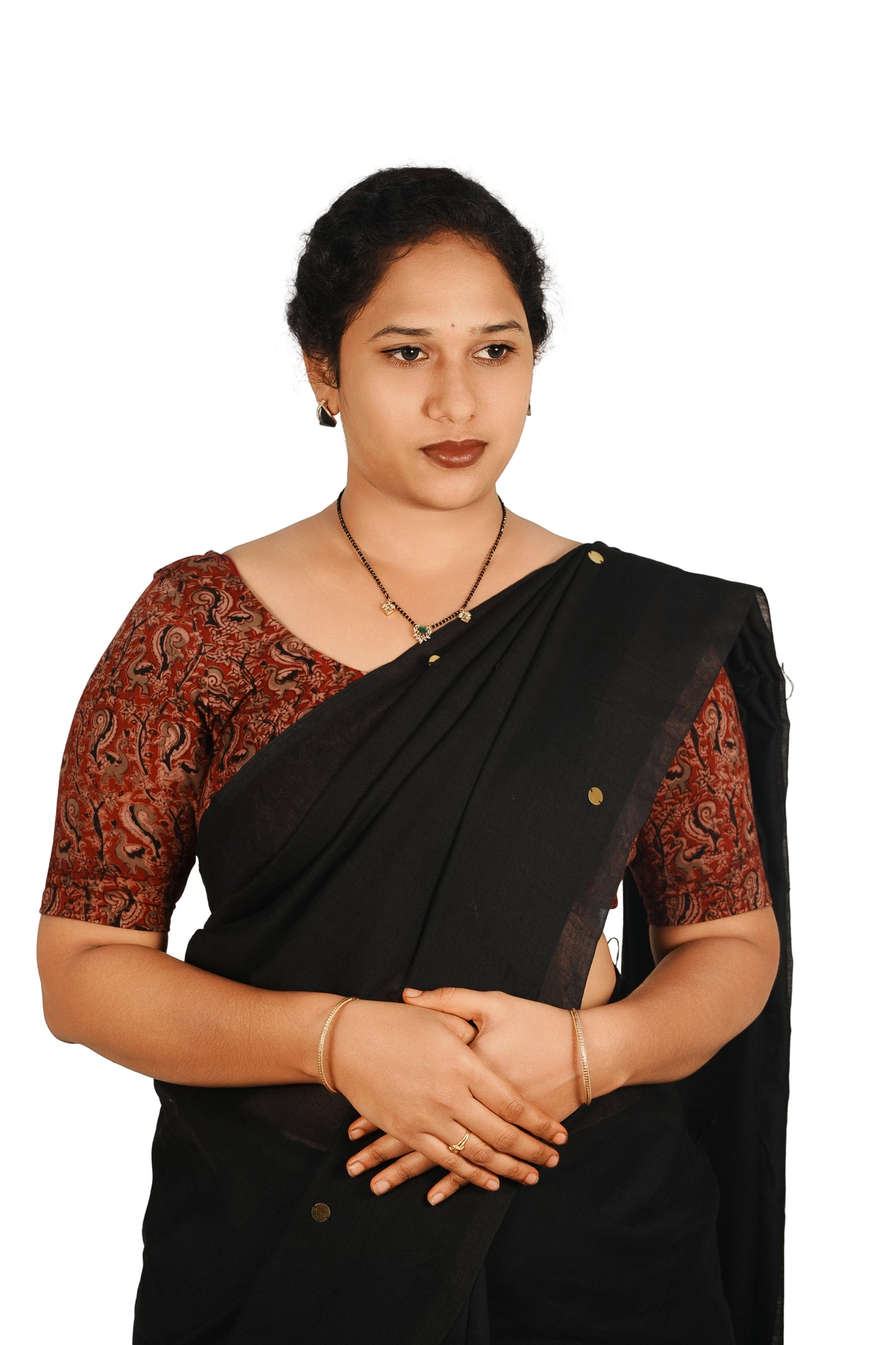 KALAMKARI ROUND NECK 10 INCH HANDS STRECHBLE BLOUSE