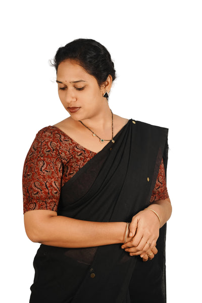 KALAMKARI ROUND NECK 10 INCH HANDS STRECHBLE BLOUSE